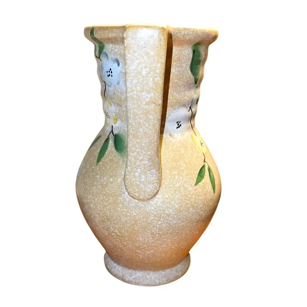 Vintage Vase Delcroft Ware Hand-Painted Ceramic Dual‎ Handles & Floral Design